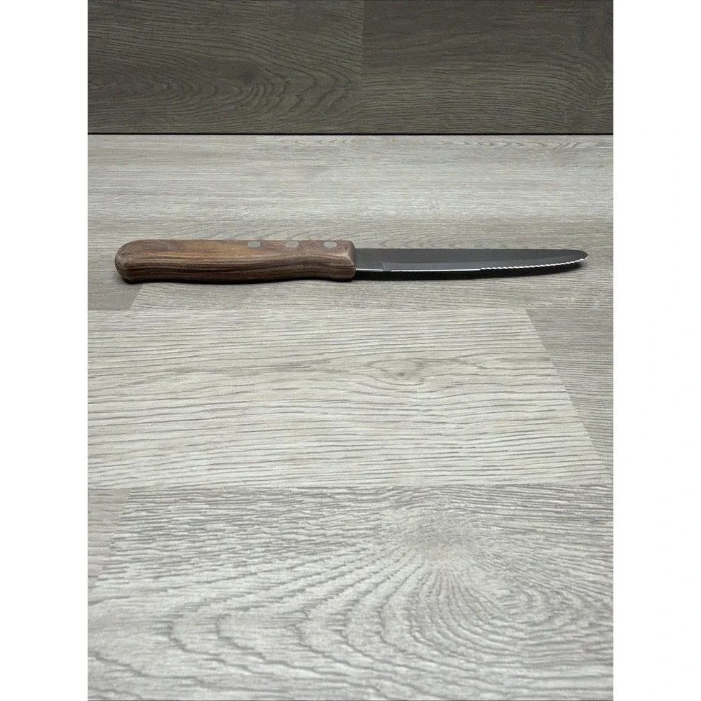 Pair Of Tramontina Stainless Steel Jumbo Steak Knifes Polywood Handles Brazil 5